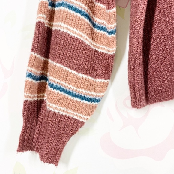 American Eagle Outfitters AEO Maroon V Neck Long Sleeves Knit Sweater M - Picture 4 of 10